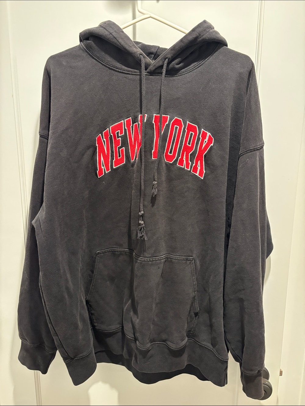 Brandy Melville Charcoal Hoodie with Red NEW YORK Graphic
